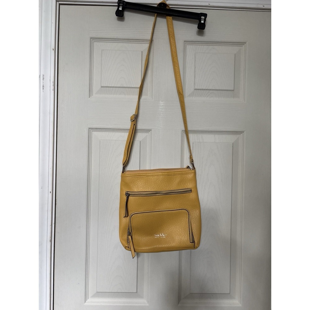 Nicole Miller Dark Yellow Crossbody Shoulder Strap Bag Handbag Purse Zippers